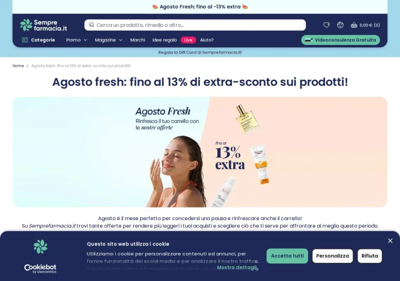 Schermata della pagina offerta di Semprefarmacia