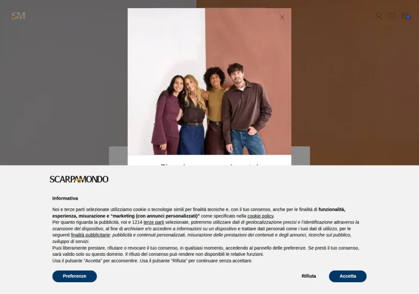 Schermata della pagina offerta di Scarpamondo
