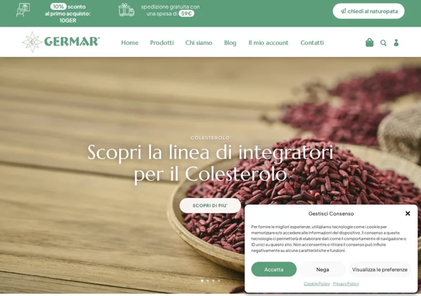 Schermata della pagina offerta di Erboristeria e Sanitaria Germar