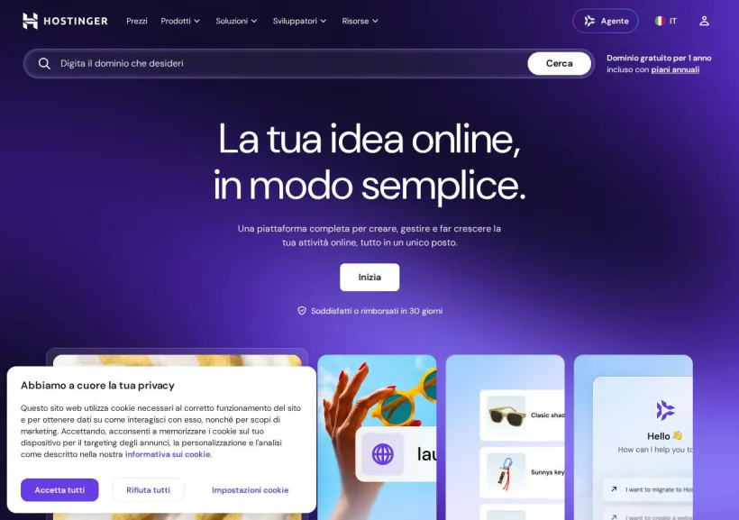 Schermata della pagina offerta di Hostinger