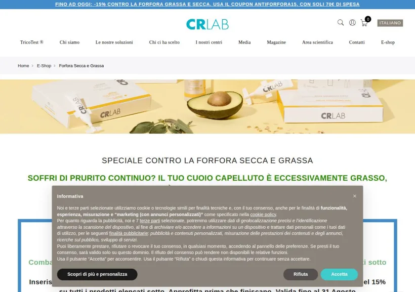 Schermata della pagina offerta di CRLab