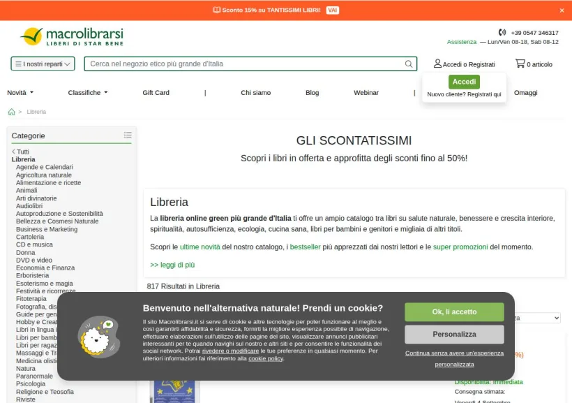Schermata della pagina offerta di Macrolibrarsi