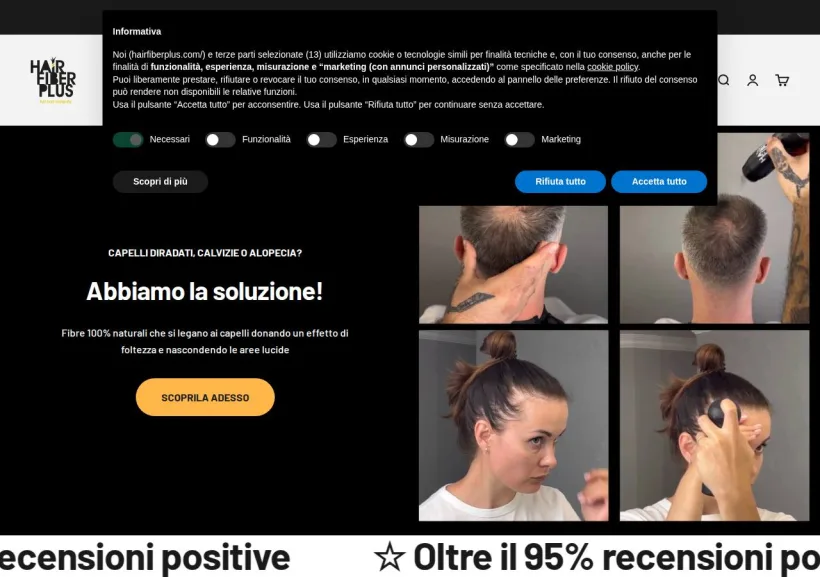 Schermata della pagina offerta di HairFiberPlus