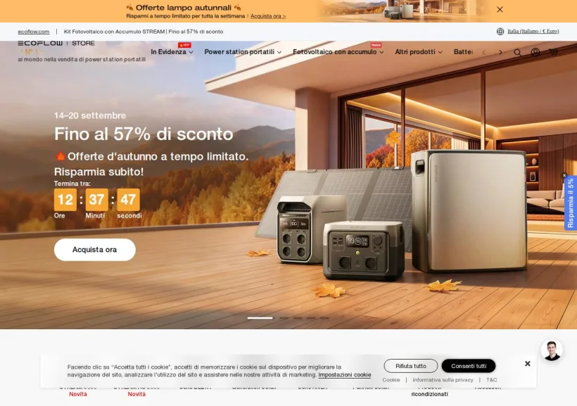Schermata della pagina offerta di EcoFlow Italia