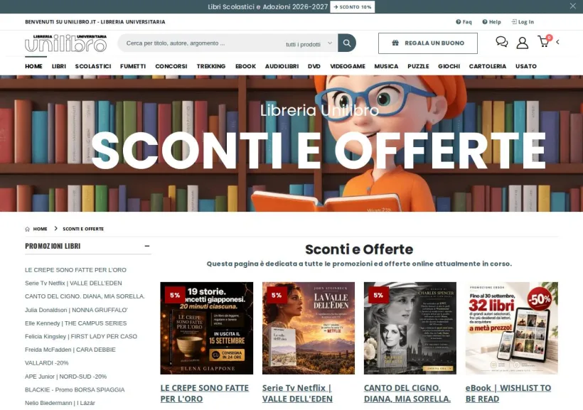 Schermata della pagina offerta di Unilibro