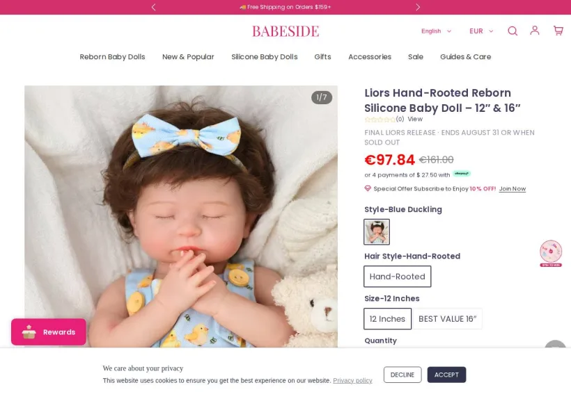 Schermata della pagina offerta di Babeside