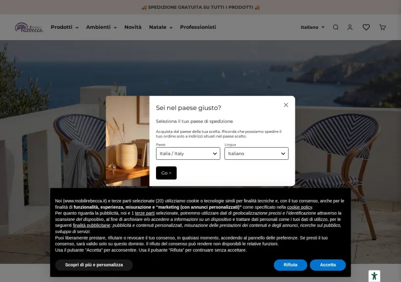 Schermata della pagina offerta di Mobili Rebecca