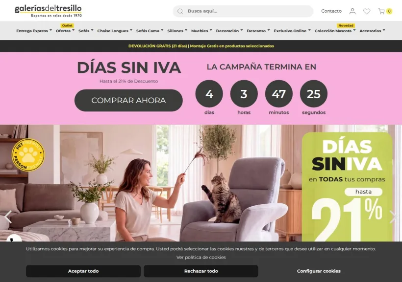 Schermata della pagina offerta di Galerias del Tresillo
