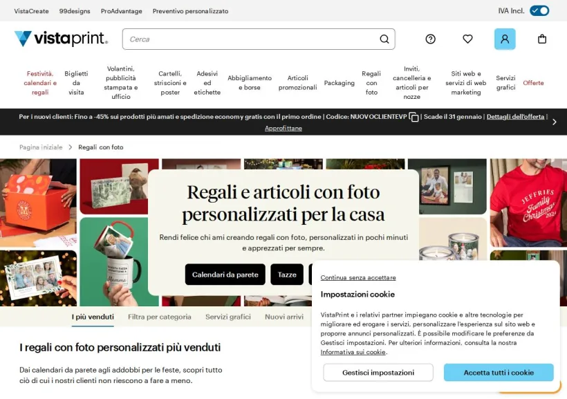 Schermata della pagina offerta di Vistaprint