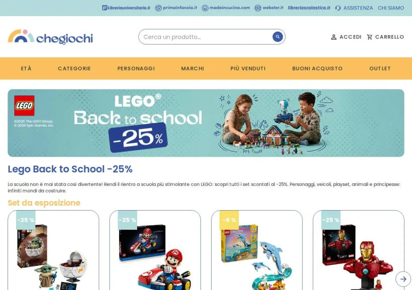 Schermata della pagina offerta di Che Giochi
