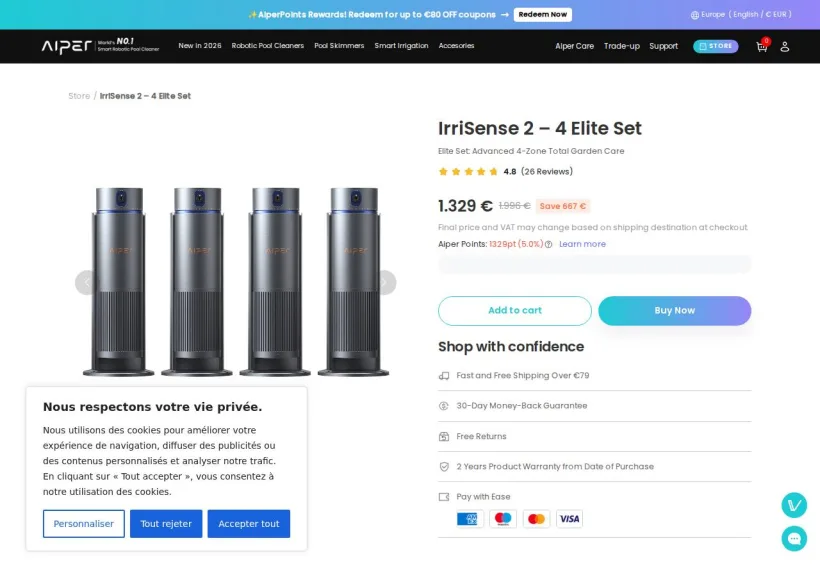 Schermata della pagina offerta di Aiper