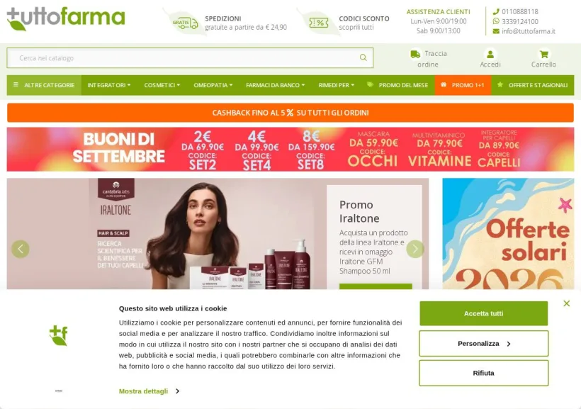 Schermata della pagina offerta di Tuttofarma