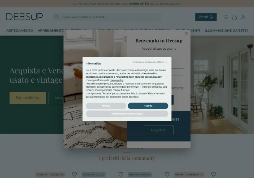 Schermata della pagina offerta di Deesup