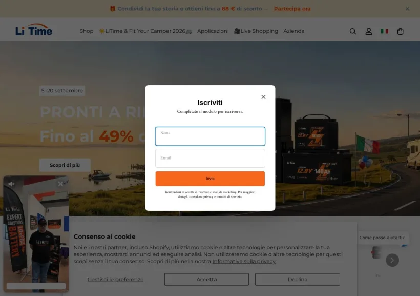 Schermata della pagina offerta di LiTime