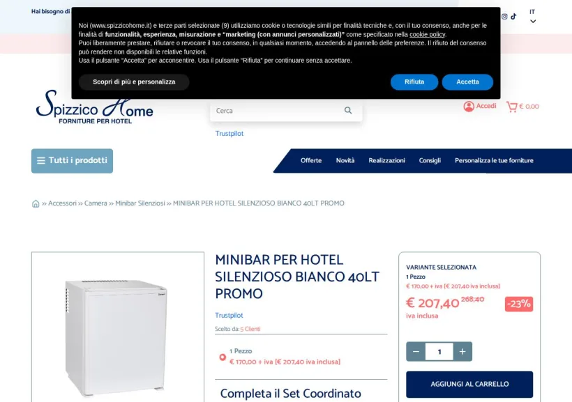 Schermata della pagina offerta di Spizzico Home