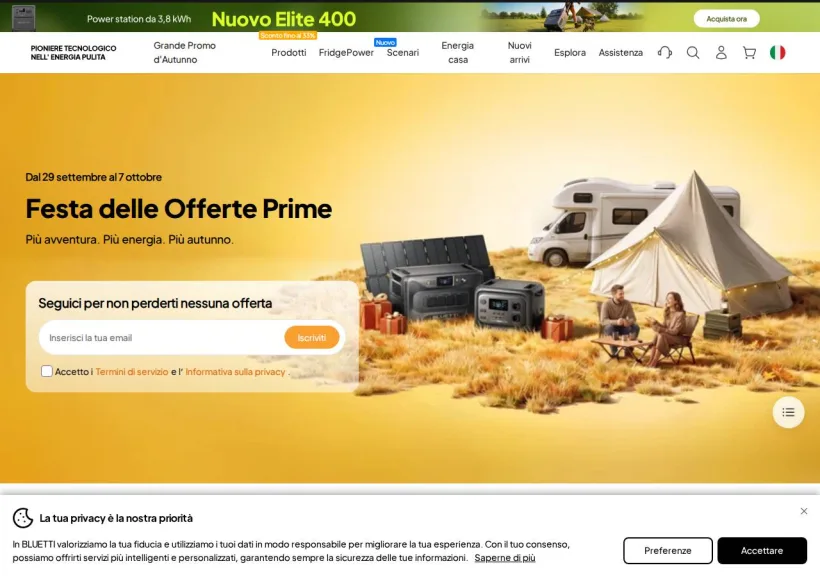 Schermata della pagina offerta di Bluetti