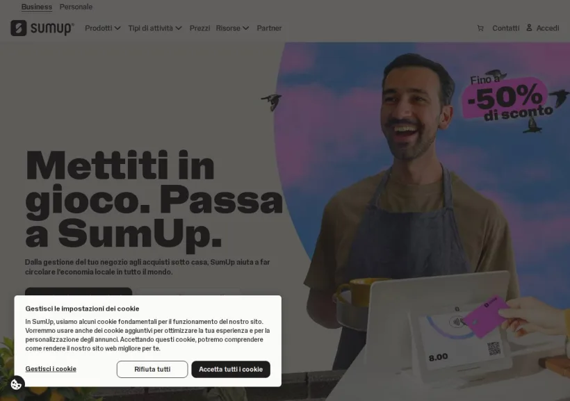 Schermata della pagina offerta di Sumup