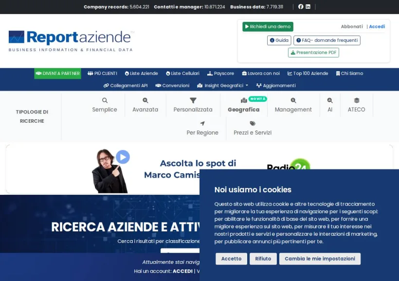 Schermata della pagina offerta di Reportaziende