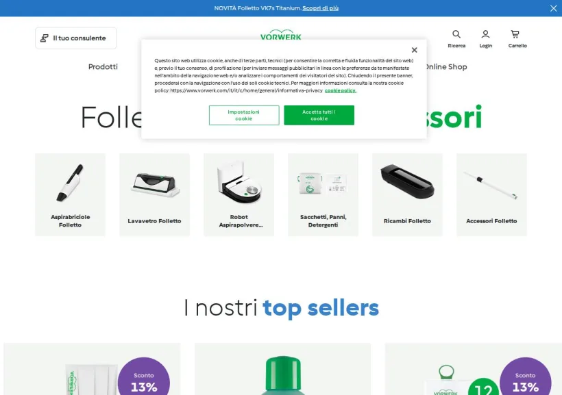 Schermata della pagina offerta di Folletto