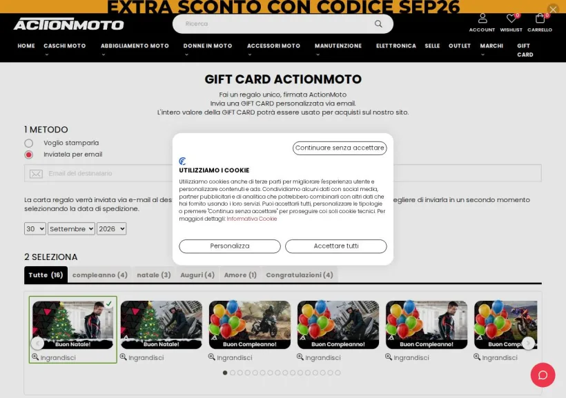Schermata della pagina offerta di Action Moto
