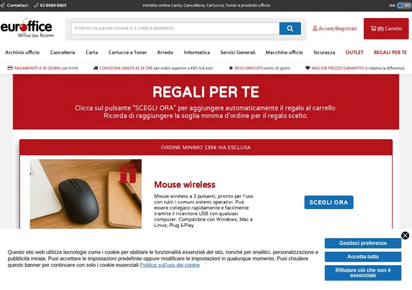 Schermata della pagina offerta di Euroffice