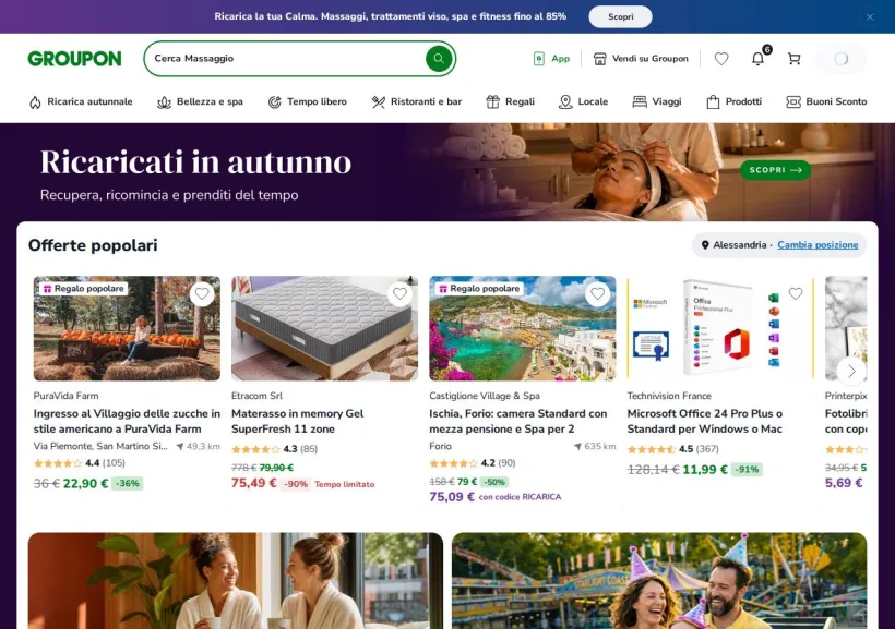Schermata della pagina offerta di Groupon