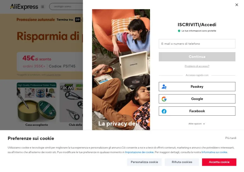 Schermata della pagina offerta di AliExpress