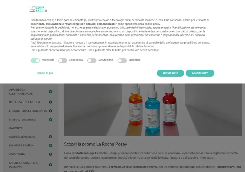 Schermata della pagina offerta di Farmacia Zelli