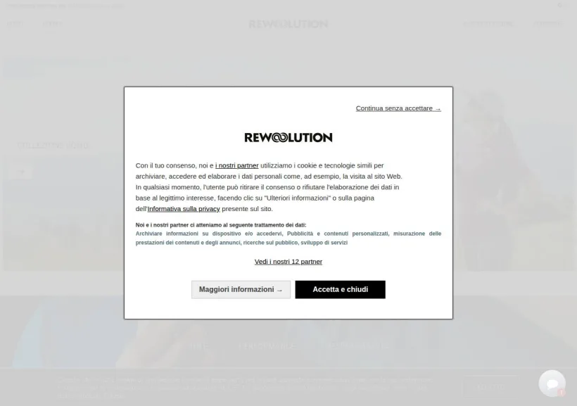 Schermata della pagina offerta di Rewoolution