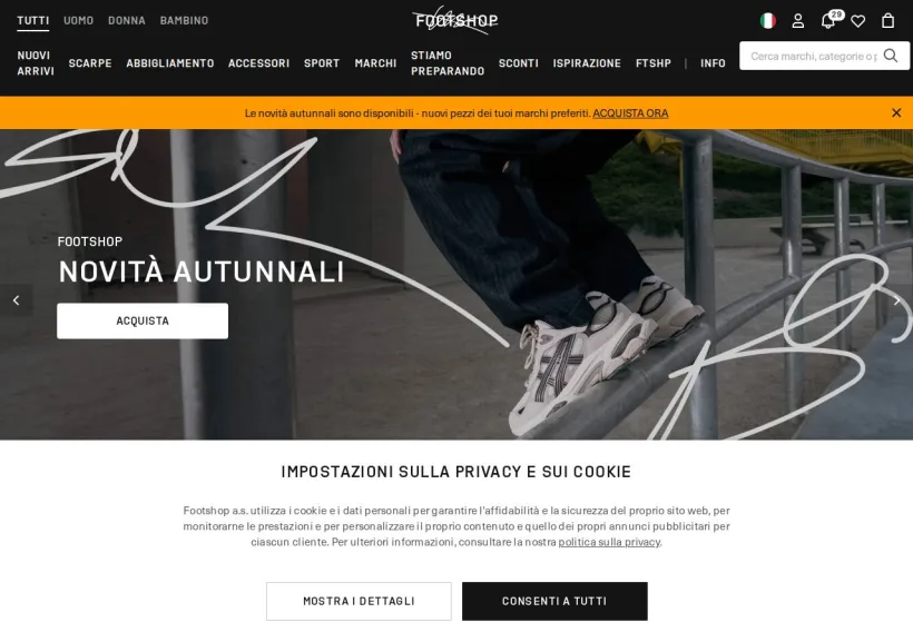 Schermata della pagina offerta di Footshop