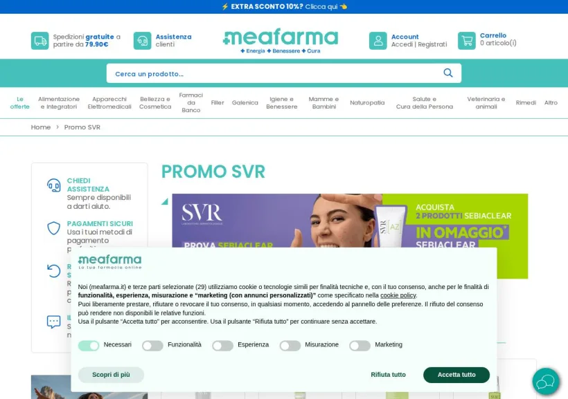 Schermata della pagina offerta di MeaFarma