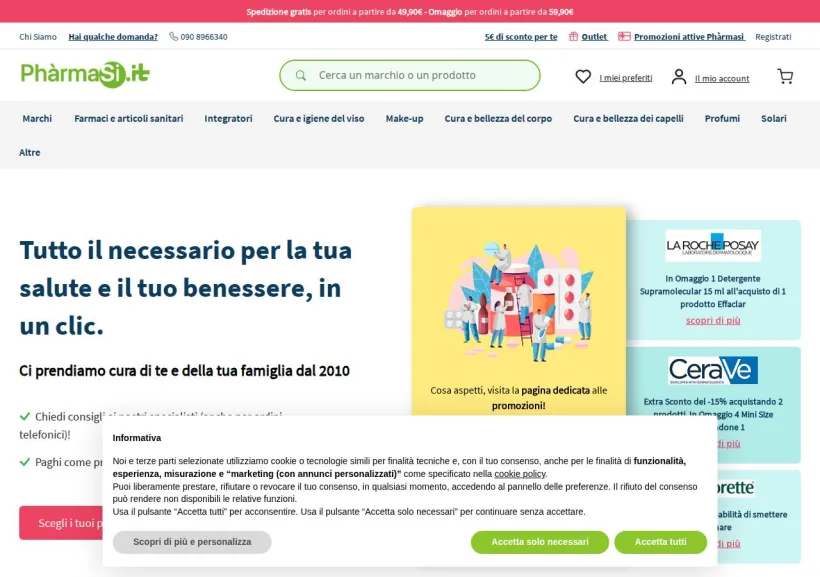 Schermata della pagina offerta di Pharmasi