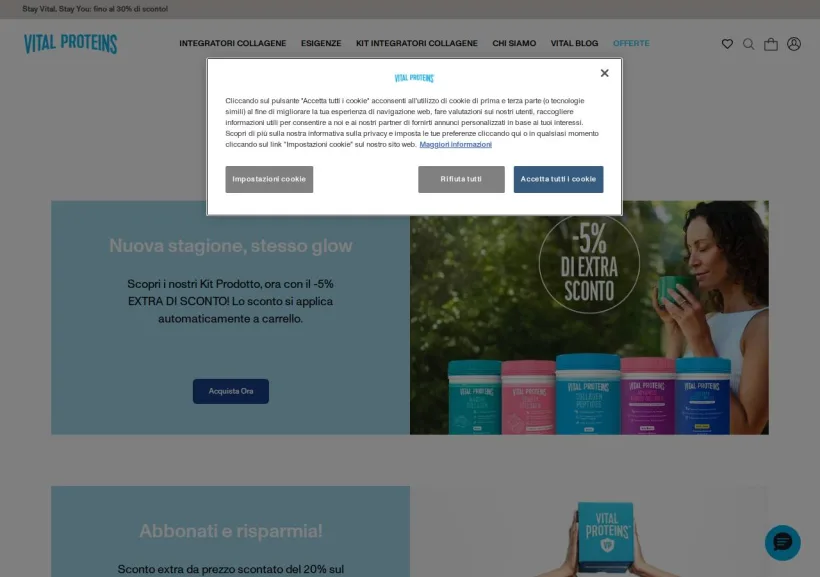 Schermata della pagina offerta di Vital Proteins