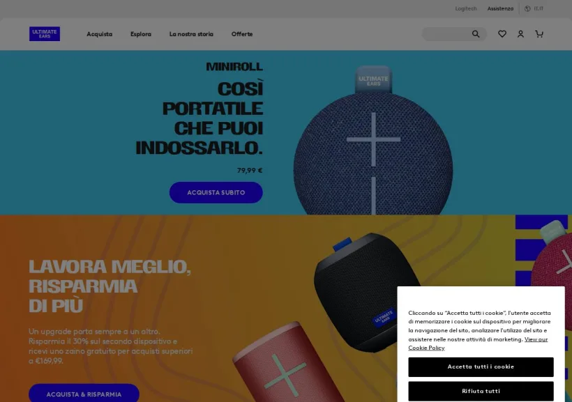 Schermata della pagina offerta di Ultimate Ears