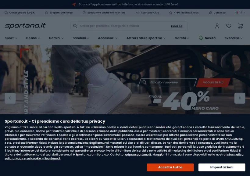 Schermata della pagina offerta di Sportano