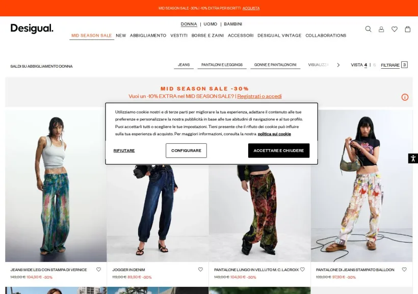 Schermata della pagina offerta di Desigual