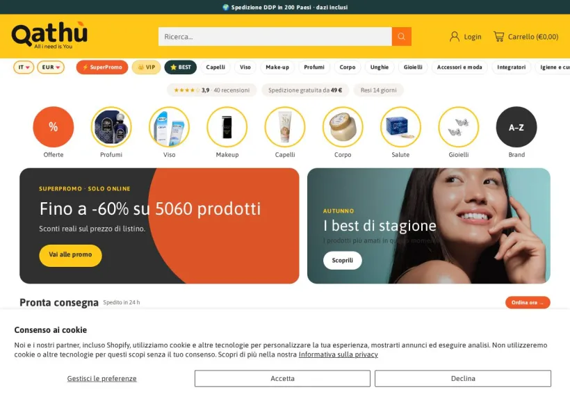Schermata della pagina offerta di Qathu_International