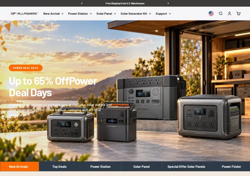 Schermata della pagina offerta di ALLPOWERS