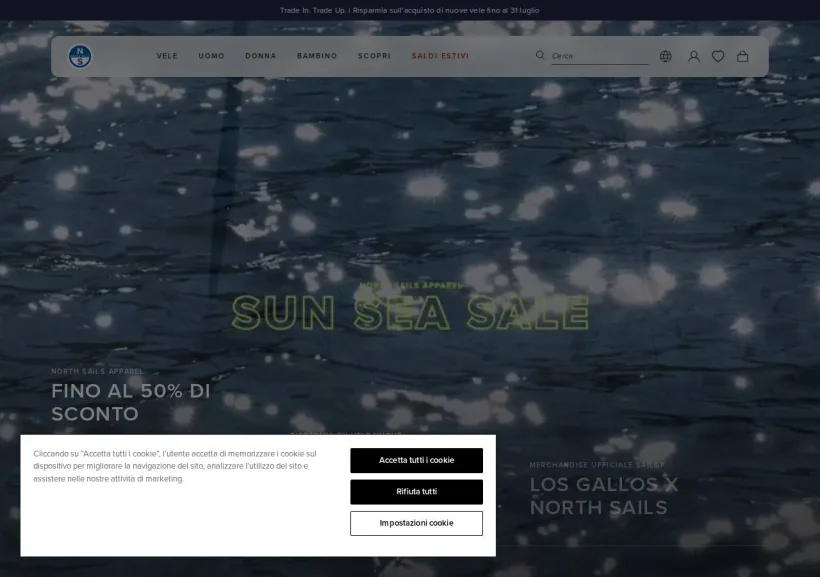 Schermata della pagina offerta di North Sails