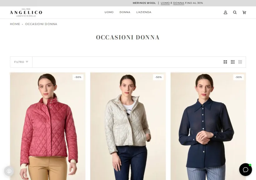 Schermata della pagina offerta di Angelico