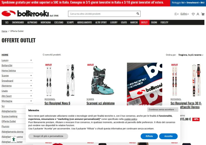 Schermata della pagina offerta di Botteroski