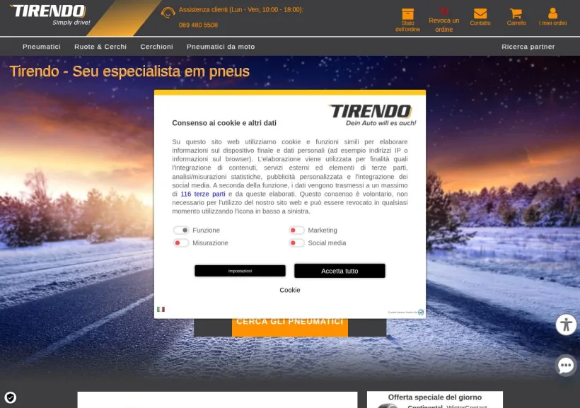 Schermata della pagina offerta di Tirendo