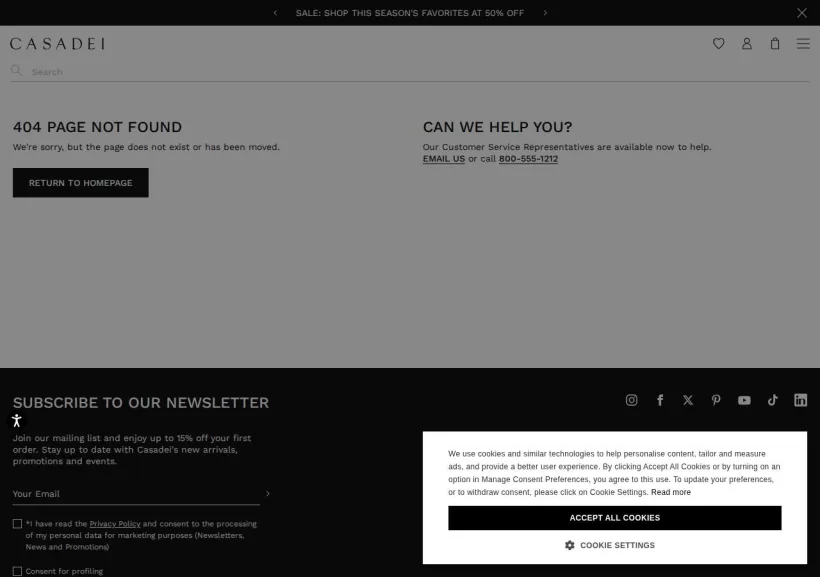 Schermata della pagina offerta di Casadei