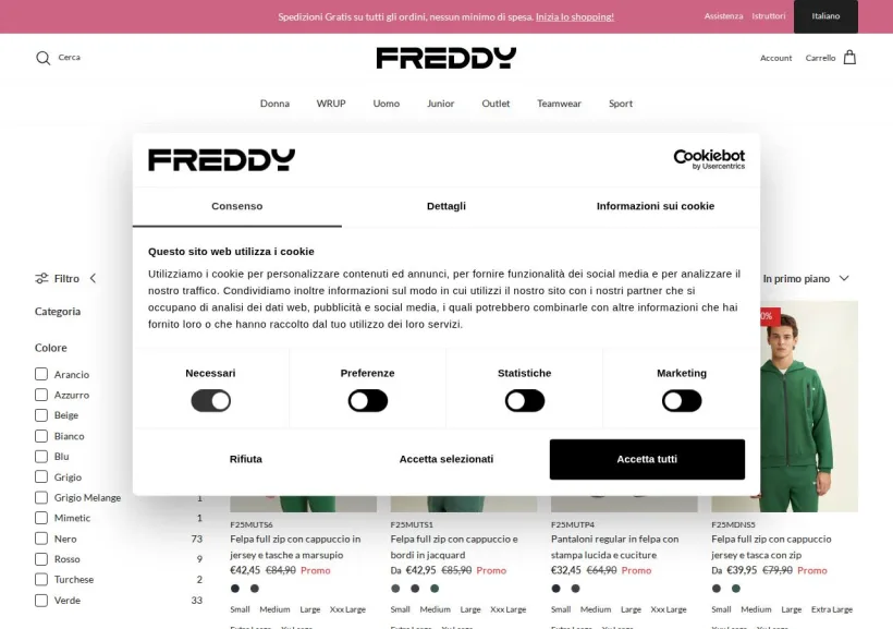 Schermata della pagina offerta di Freddy