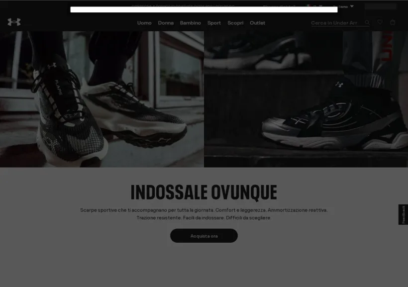 Schermata della pagina offerta di Under Armour