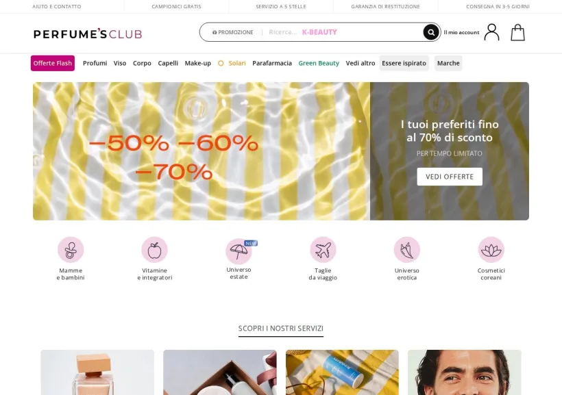 Schermata della pagina offerta di Perfume's Club