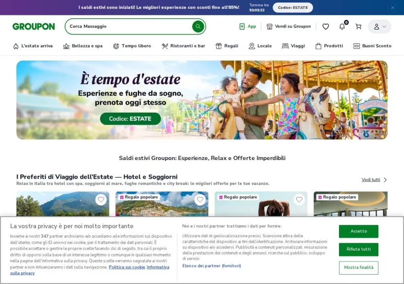 Schermata della pagina offerta di Groupon