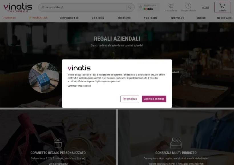 Schermata della pagina offerta di Vinatis