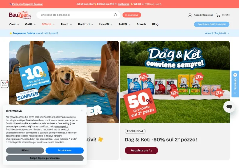 Schermata della pagina offerta di Bauzaar