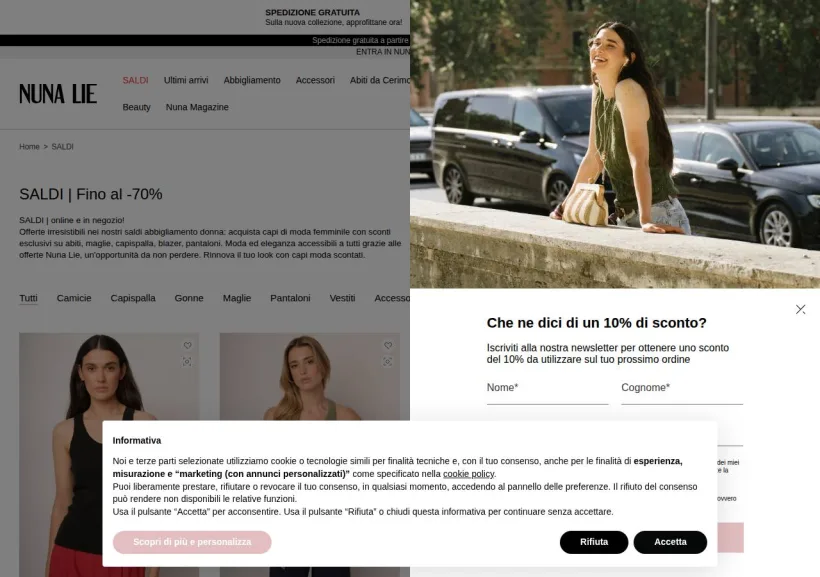 Schermata della pagina offerta di Nuna Lie